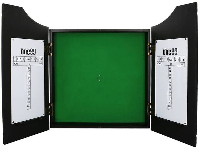 One80 Black Dartboard Cabinet