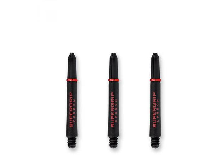 Harrows Supergrip Carbon Schäfte – 47 Mm, Carbon Mit Silber | Für Darts, Ohne Gewinde | 3er Set Mit Präzisem Halteklick